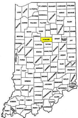 map of Indiana with Howard in yellow